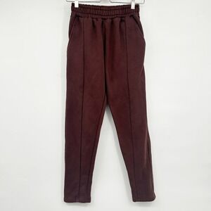 Hours Womens Chocolate Brown Pintuck Seam Fleece Jogger Lounge Sweatpants Size M